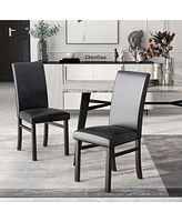 Costway Upholstered Dining Chairs Set of 2 Pu Leather Armless Solid Rubber Wood Legs