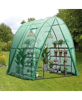 Costway Portable Greenhouse with 2 Zippered Doors Roll-up Screen Windows