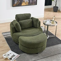Streamdale Furniture 39" Oversized Swivel Chair with Storage Ottoman & Pillows
