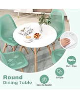 Costway 5 Pcs Dining Table Set for 4 Persons Modern Round & Chairs with Wood Leg