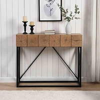 43.3" Luxury Wood Sofa Table with Drawers, Industrial Style for Living Room
