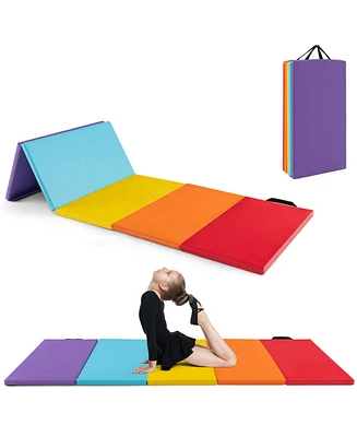 Costway 5-Panel Folding Gymnastics Thick Mat 6.6' x 2.5' Tumbling Mat for Kids