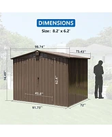 Streamdale Furniture Metal Outdoor Storage Shed 8.2' x 6.2' with Double Doors