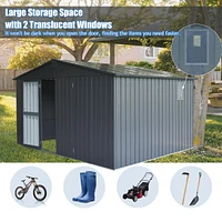 Dark Gray 11'x12.5' Steel Frame Shed with Windows