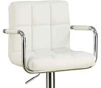 Set of 2 White Faux Leather Barstool Chairs