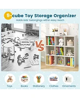 9-Cube Kids Toy Storage Organizer Wooden Children's Bookcase Display Bookshelf