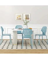 Metal Dining Chair Set of 4 Armless Kitchen Hollowed Backrest & Legs