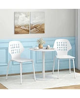 Metal Dining Chair Set of 4 Armless Kitchen Hollowed Backrest & Legs