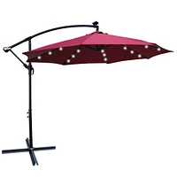 Streamdale Furniture 10ft Led Solar Patio Umbrella with Crank and Cross Base