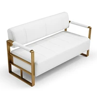 57.9" Width Modern Upholstery Faux Bonded Leather Loveseat Sofa