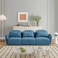 Streamdale Furniture Three Seat Lazy Sofa Teddy Fabric Blue