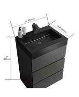 Streamdale Furniture Gray Bathroom Vanity with Sink and Large Storage, Modern Style