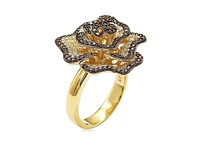 Suzy Levian Sterling Silver Cubic Zirconia Pave Flower Ring