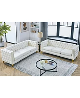 Streamdale Furniture Beige Velvet Sofa Set, Modern, 2 Pieces