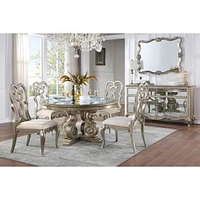 Streamdale Furniture Esteban Side Chair (Set of 2) In Ivory Velvet & Antique Champagne Finish