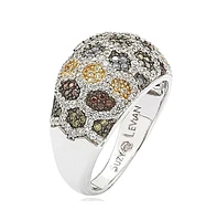 Suzy Levian Sterling Silver Cubic Zirconia Multi-Color Honeycomb Ring