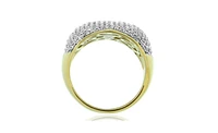 Suzy Levian New York Sterling Silver Cubic Zirconia Modern Pave Wide Band Ring