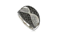 Suzy Levian New York Sterling Silver Cubic Zirconia Black and White Edge Ring