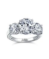 Bling Jewelry 3CTW Cz Past Present Future Three Stone Promise Ring Round Solitaire Cut Cubic Zirconia .925 Sterling Silver