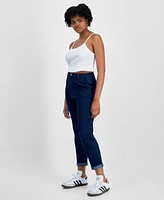 Tinseltown Juniors' Cuffed High-Rise Trouser Jeans