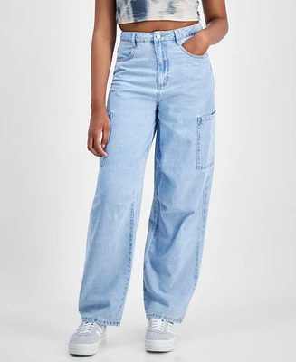 Tinseltown Juniors' Baggy Wide-Leg Cargo Jeans