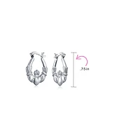 Bling Jewelry Bff Love Lightweight Heart Celtic Irish Friendship Claddagh Hoop Earrings For Women For Sterling Silver Inch Diameter