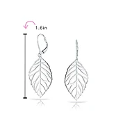 Bling Jewelry Large Nature Style Lightweight Open Leaf Feather Drop Dangle Lever Back Earrings For Women Sterling Silver