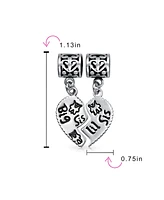 Bling Jewelry Bff Big Sis Little Sis Puzzle 2 Piece Split Heart Sisters Bead Charm For Sterling Silver Fit European Bracelet