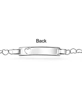 Bling Jewelry Delicate Petite Name Bar Plated Heart Id Identification Bracelet Silver Sterling For Small Wrists 6 Inch