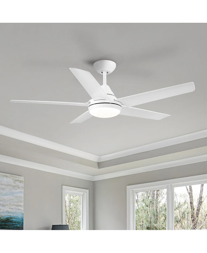 Simplie Fun 48 In Integrated Led Ceiling Fan With White Abs Blade