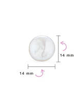 Bling Jewelry Baroque Irregular Round Coin Shaped White Biwa Coin Freshwater Cultured Pearl Stud Earrings For Women Sterling Silver