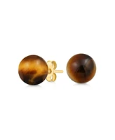 Bling Jewelry 14K Yellow Gold Round Natural Stone Bead Ball Stud Earrings 6MM