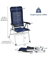 Gymax 4PCS Patio Dining Chair Aluminum Camping Adjust Portable Headrest Navy
