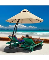 Gymax 11ft Patio Cantilever Hand Push Offset Hanging Umbrella w/ Wheels Base Turquoise