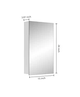 Streamdale Furniture 15x26" Bathroom Medicine Cabinet with Mirror, Silver