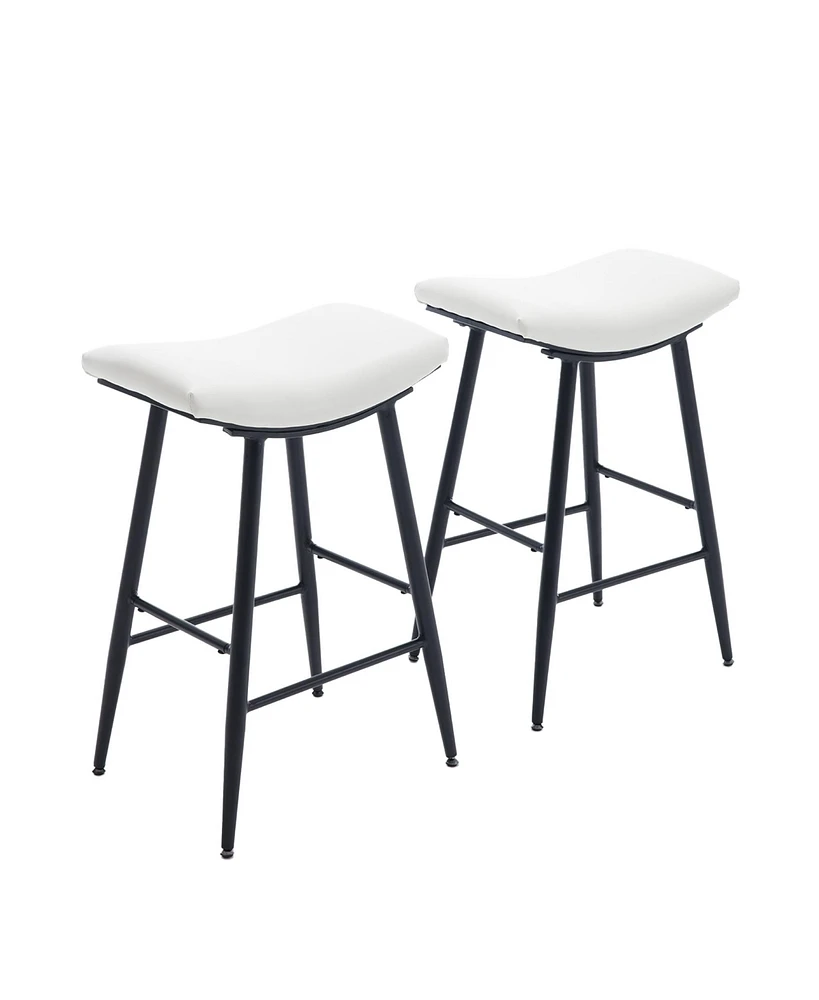 Simplie Fun Armless Pu Leather Bar Stools Set Of 2