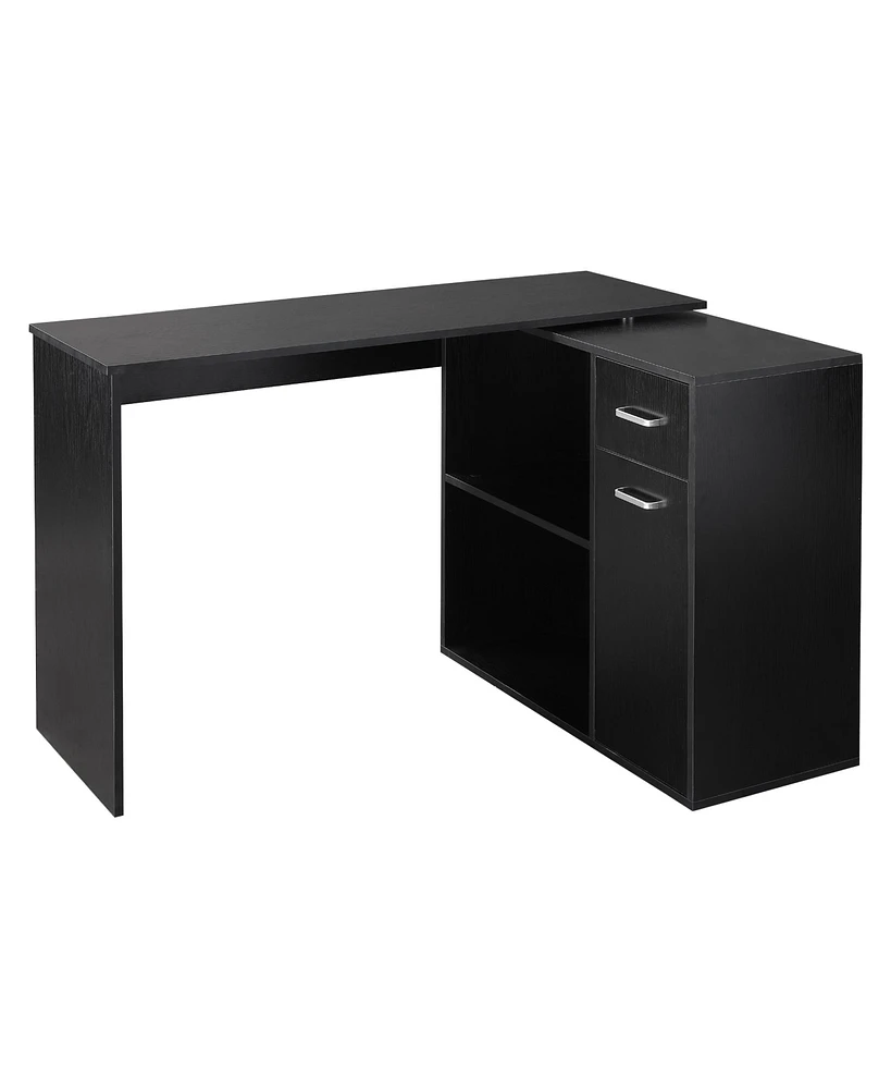 Streamdale Furniture 180 Rotating Corner Desk with Storage Shelves and Drawer, Black