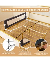 Slickblue Kids 60-Inch Foldable Bed Rail Swing Down Baby Guard with Adjustable Safety Strap