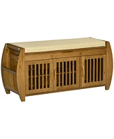 Simplie Fun Bamboo Shoe Storage Bench with Cushioned Seating