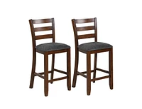 Slickblue 2 Pieces Counter Height Chairs with Fabric Seat and Rubber Wood Legs