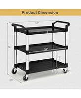 Slickblue 3-Tier Utility Service Cart with Lockable Wheels and Double Handles