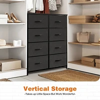 8-Drawer Fabric and Wood Tall Bedroom Dresser