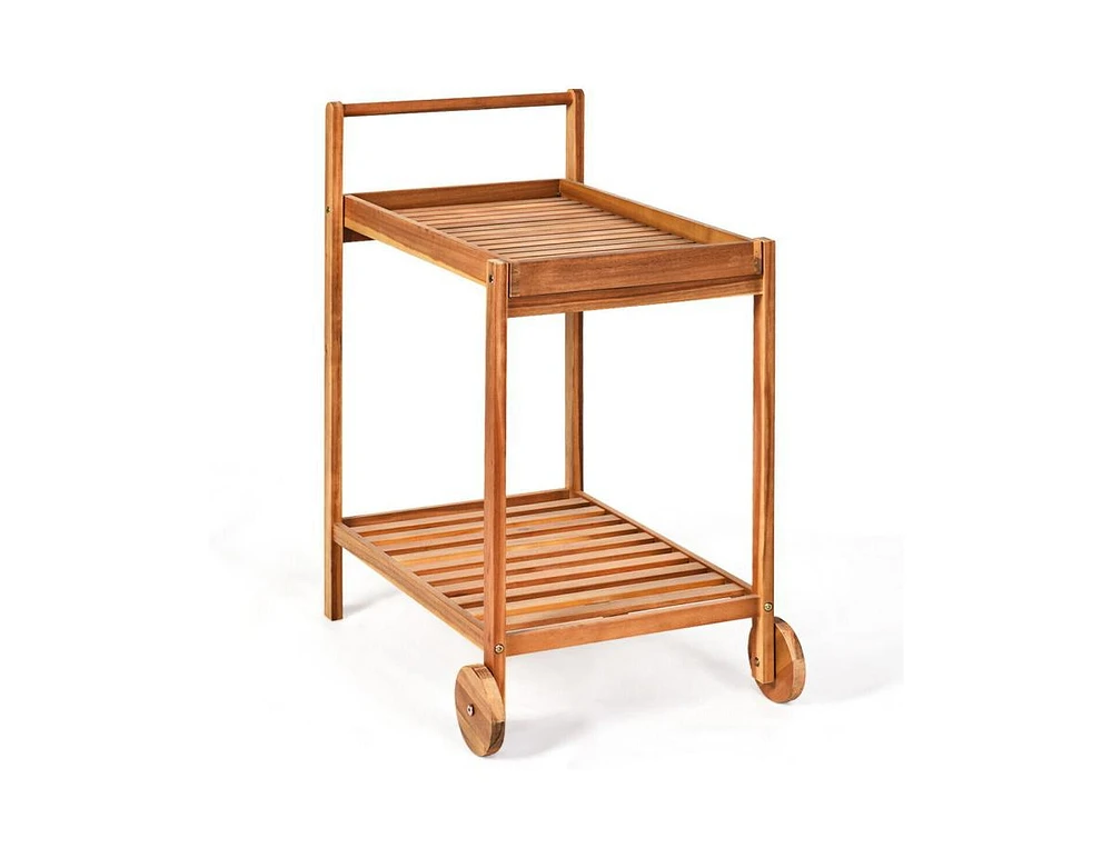 Slickblue 2-Tier Rolling Kitchen Island Serving Cart with Legs and Handle