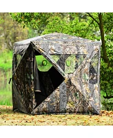 Slickblue 3 Person Portable Pop-Up Ground Tent with Gun Ports and Carrying Bag