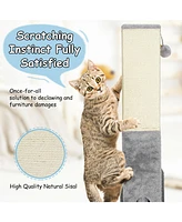 Slickblue 31 inch Tall Cat Scratching Post Claw Scratcher with Sisal Rope and 2 plush Ball-Gray