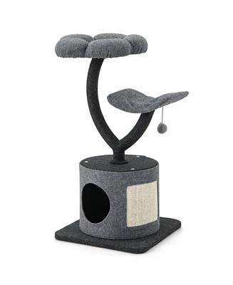 Slickblue Cat Tree for Indoor Cats with Curved Metal Supporting Frame for Large & Small Cats