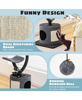 Slickblue Cat Tree for Indoor Cats with Curved Metal Supporting Frame for Large & Small Cats