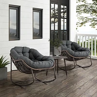 Streamdale Furniture Grey Padded Rattan Outdoor Rocking Chair