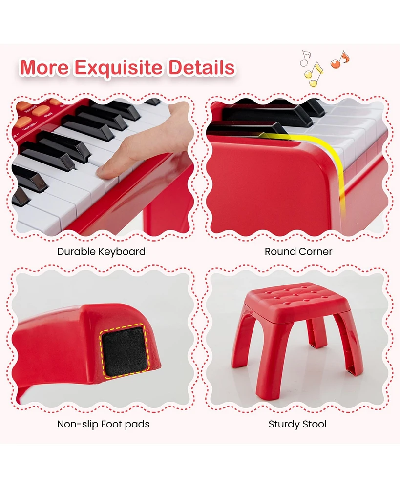Slickblue 37 Keys Music Piano with Microphone Kids Keyboard Detachable Stand