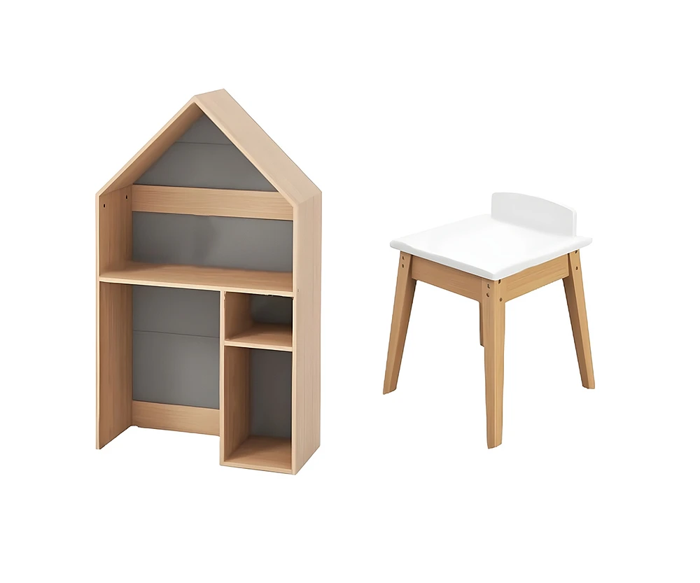 Slickblue 2-in-1 Kids House-Shaped Table and Chair Set